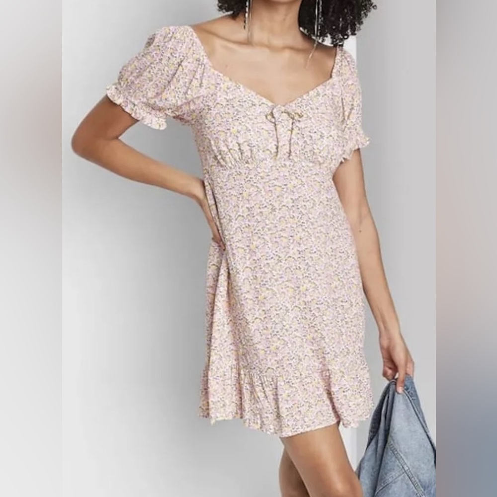 Wild Fable Short Sleeve Ruffle with Tie Back Dress Size XS